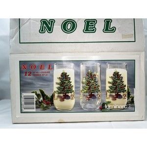 Luminarc Christmas Tree‎ Drinking Glasses VINTAGE holiday tumblers Set of 12 NOS